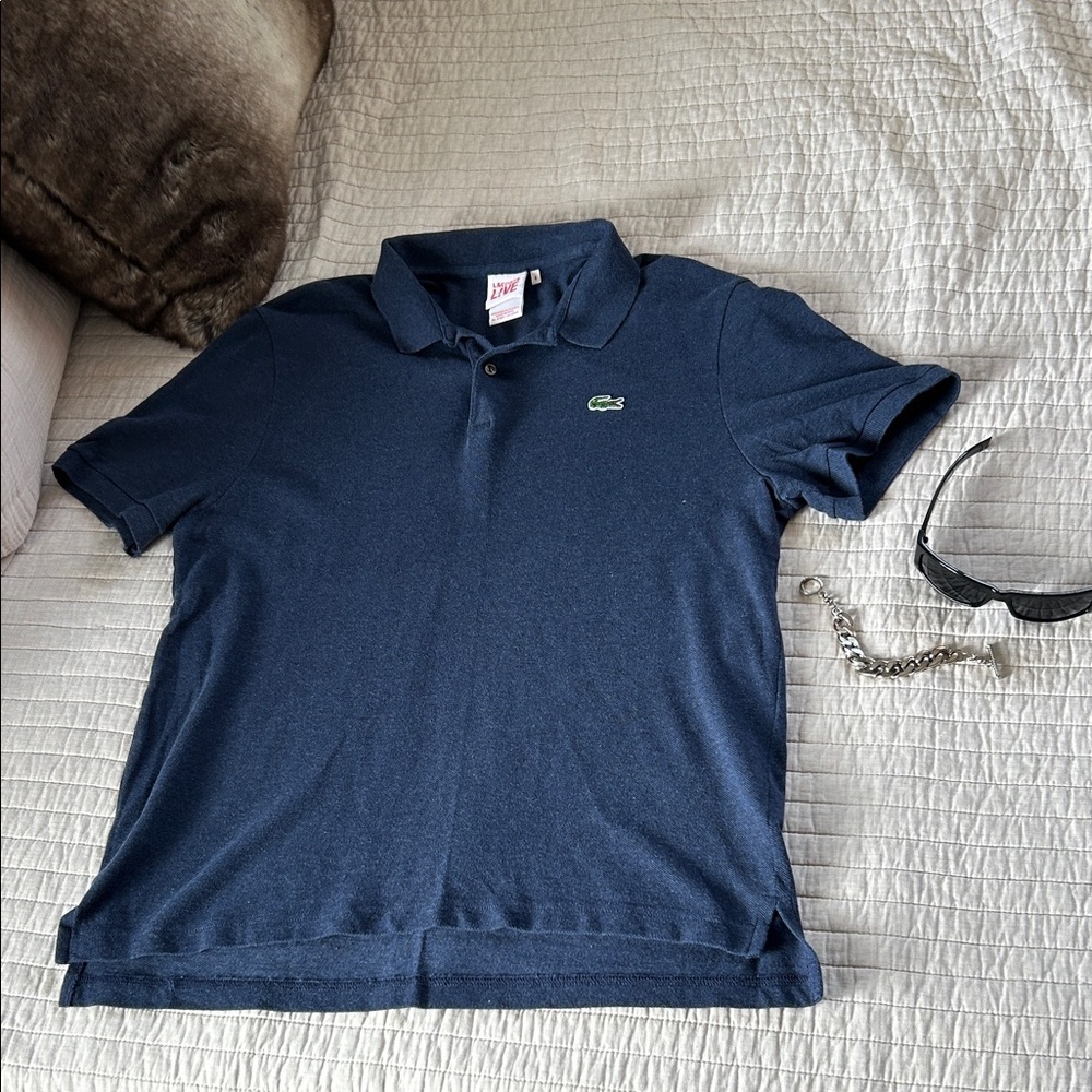 Lacoste live 100% cotton blue golf preppy polo shirt L XL 6​